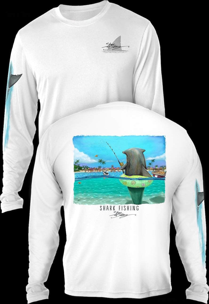 "Shark Fishing" Men's Extreme Wick Long Sleeve Performance Shirt ᴜᴘꜰ-ᴛᴇᴇ