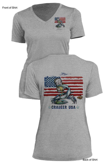 Crabeer USA- Ladies Short Sleeve V-Neck-100% Polyester