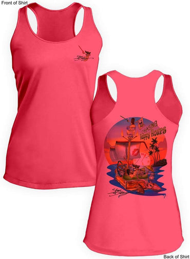 Chasing Happy Hours- Ladies Racerback Tank-100% Polyester