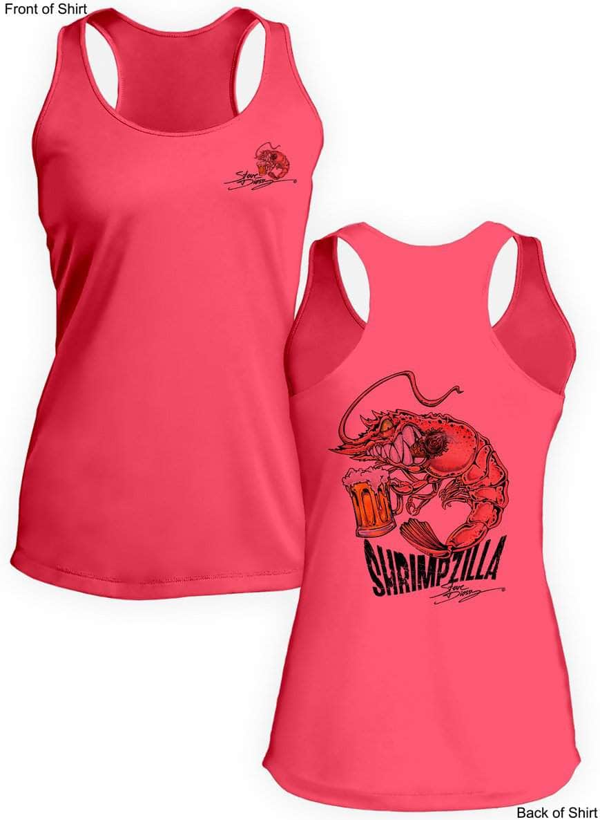 Shrimpzilla- Ladies Racerback Tank-100% Polyester