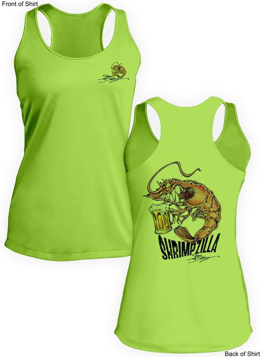 Shrimpzilla- Ladies Racerback Tank-100% Polyester