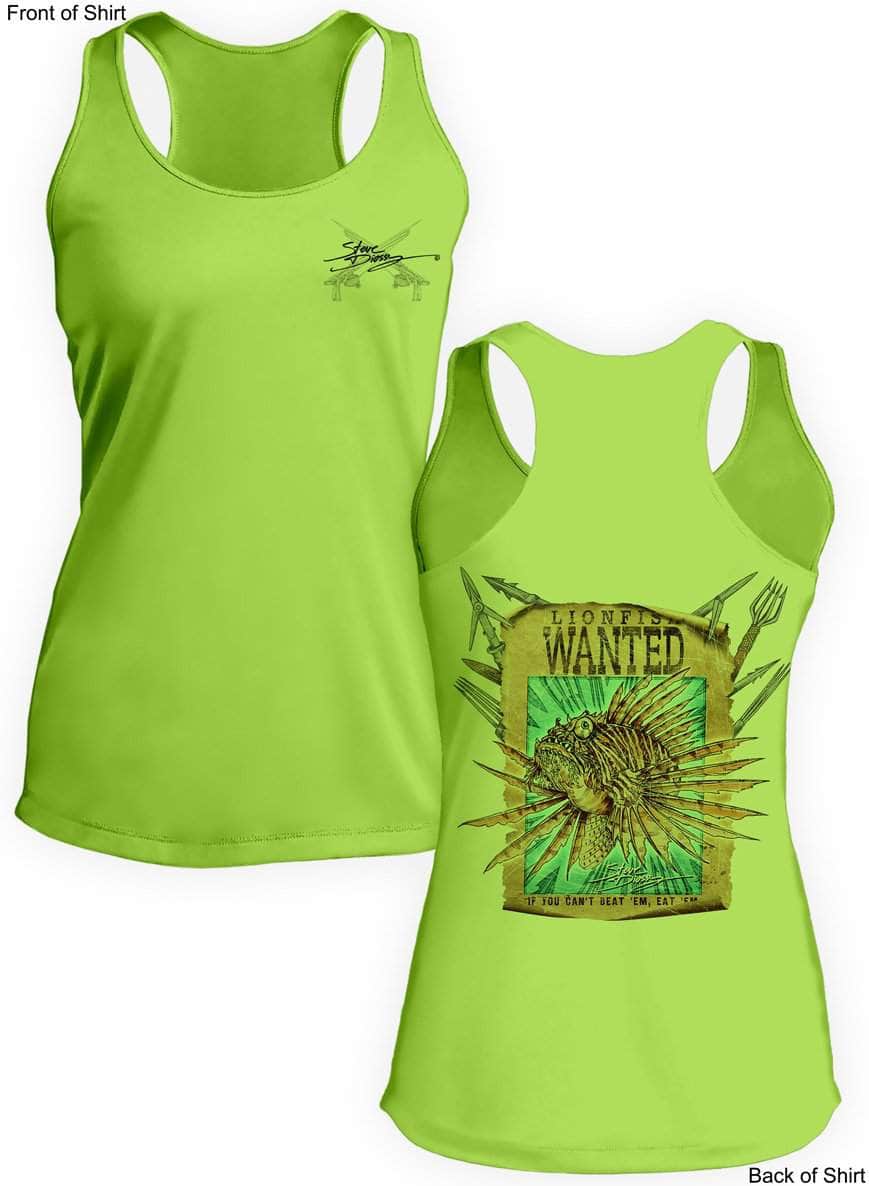 Lionfish Wanted- Poster- Ladies Racerback Tank-100% Polyester
