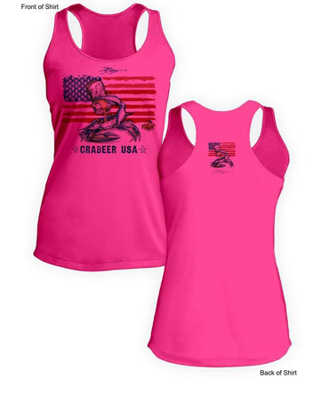 Crabeer USA- Ladies Racerback Tank-100% Polyester