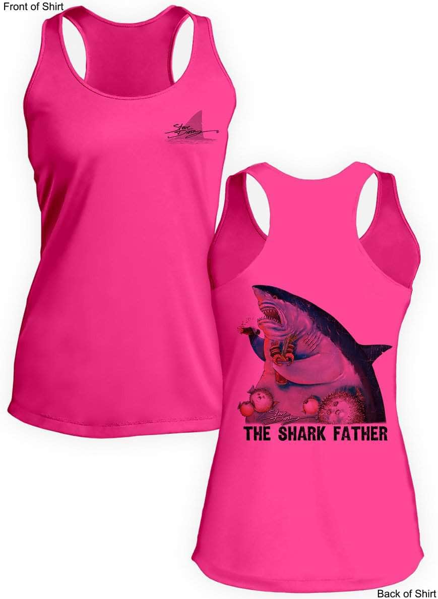 The Shark Father- Ladies Racerback Tank-100% Polyester
