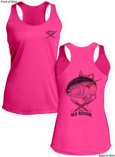 Old School Tuna- Ladies Racerback Tank-100% Polyester
