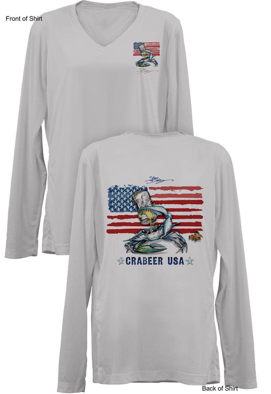 Crabeer USA- Ladies Long Sleeve V-Neck-100% Polyester