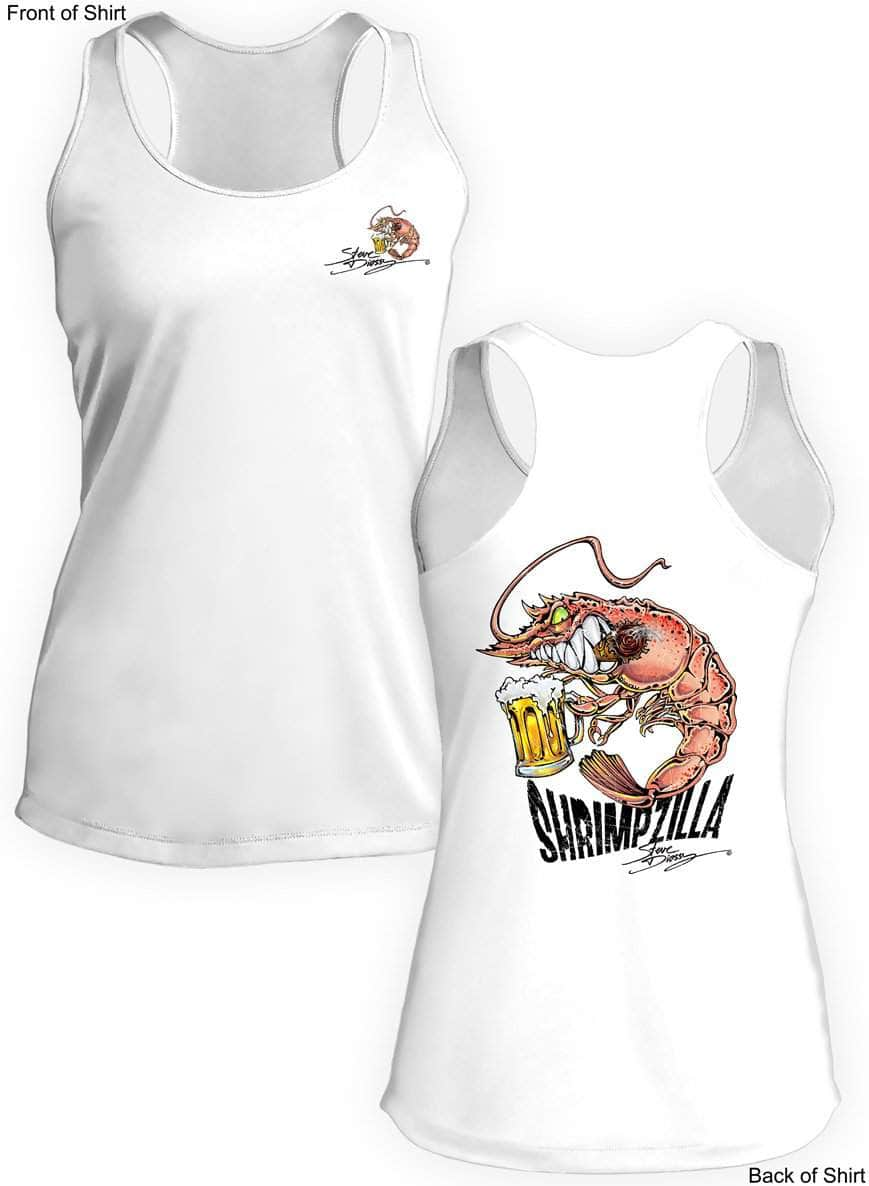 Shrimpzilla- Ladies Racerback Tank-100% Polyester