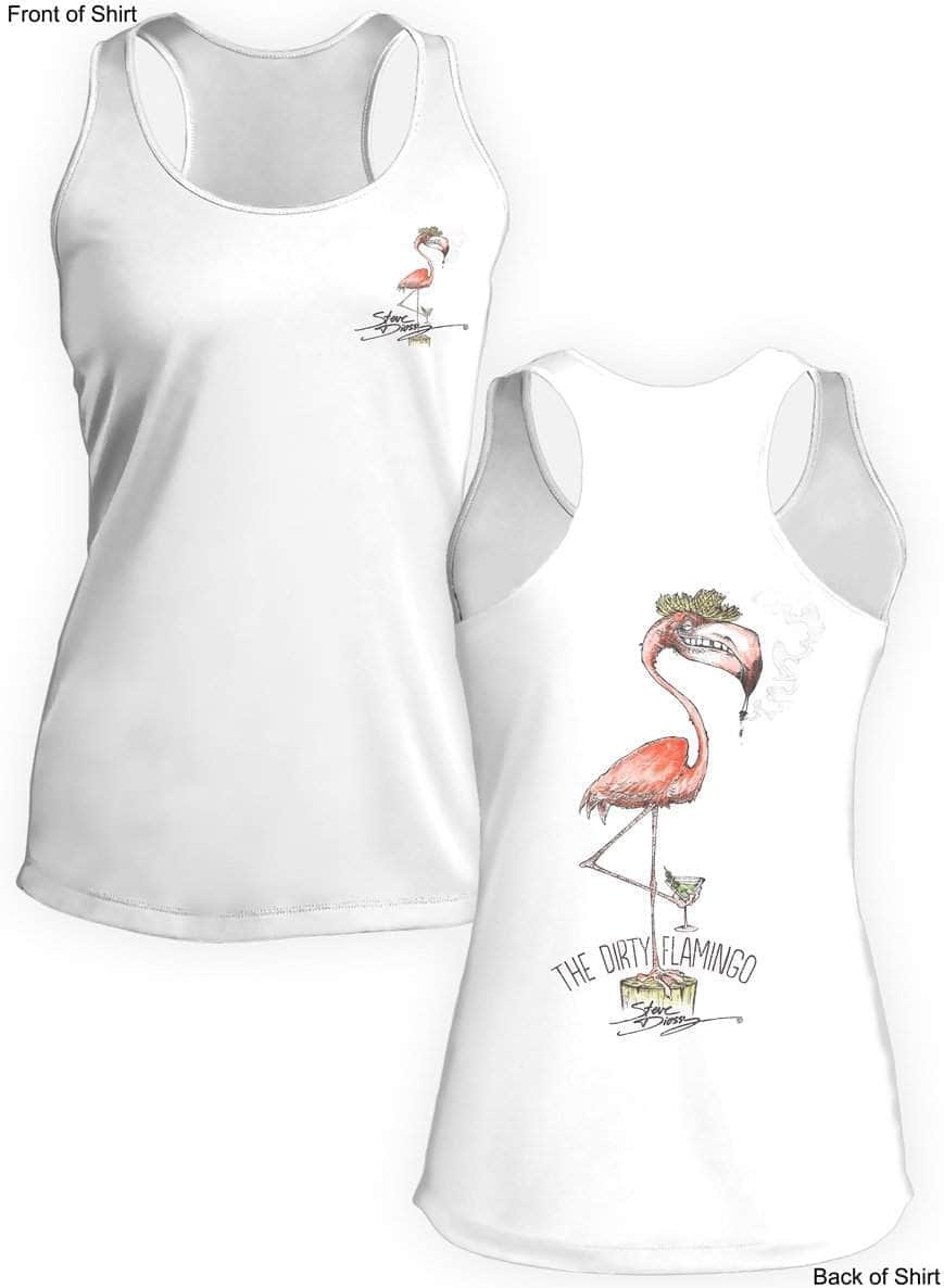 Dirty Flamingo- Ladies Racerback Tank-100% Polyester