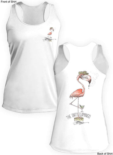Dirty Flamingo- Ladies Racerback Tank-100% Polyester