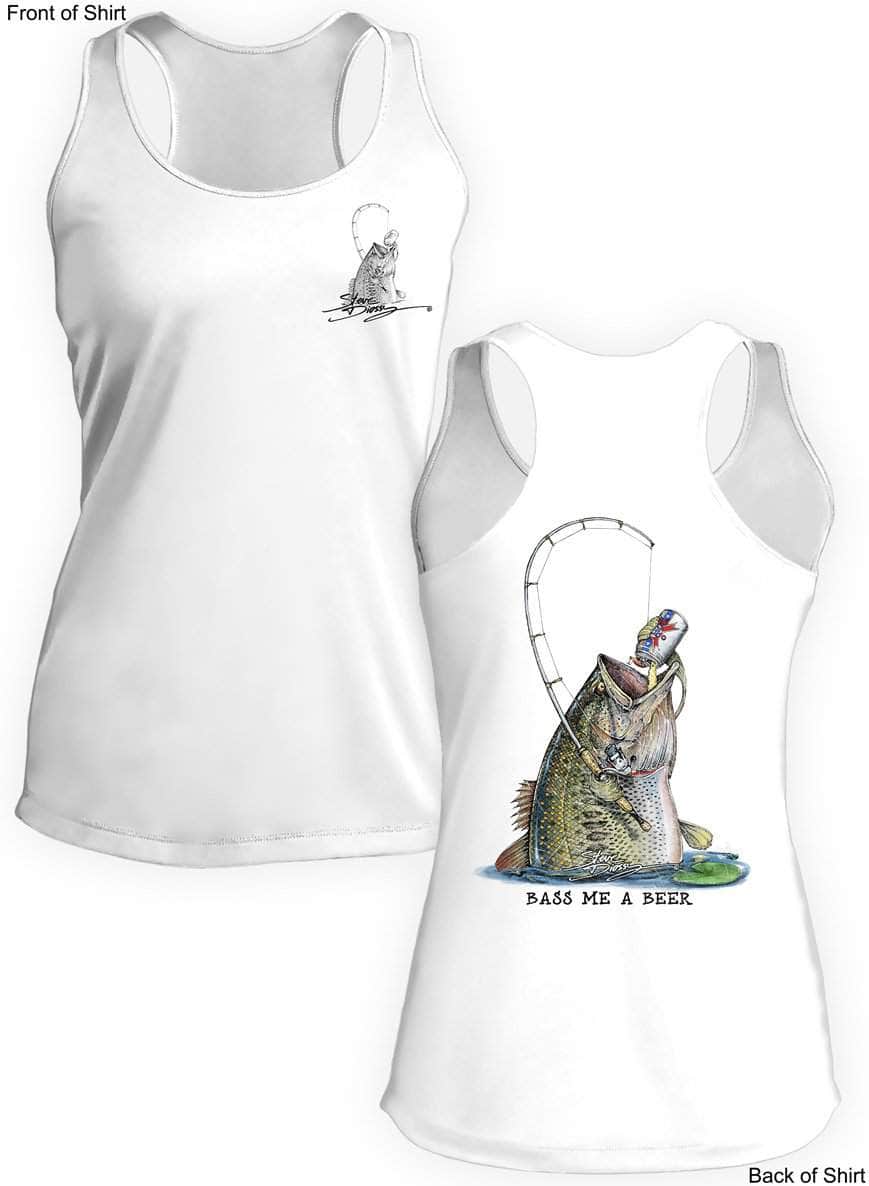 Bass Me A Beer- Ladies Racerback Tank-100% Polyester