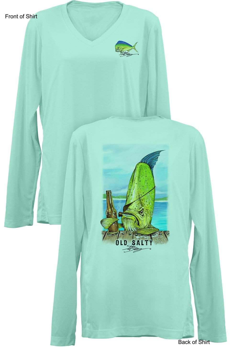 Old Salty- Ladies Long Sleeve V-Neck-100% Polyester