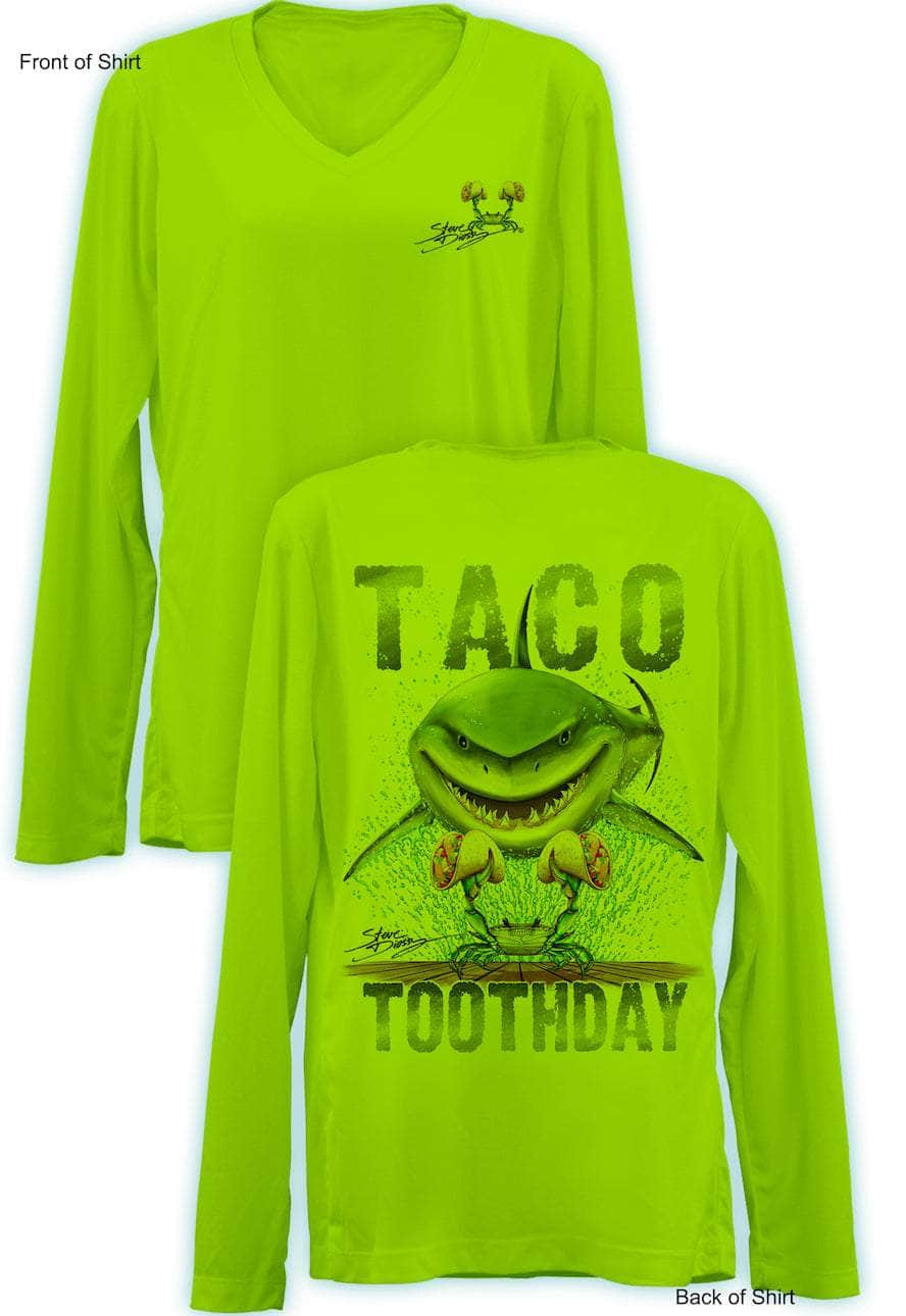 Taco Toothday- Ladies Long Sleeve V-Neck-100% Polyester