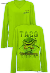 Taco Toothday- Ladies Long Sleeve V-Neck-100% Polyester