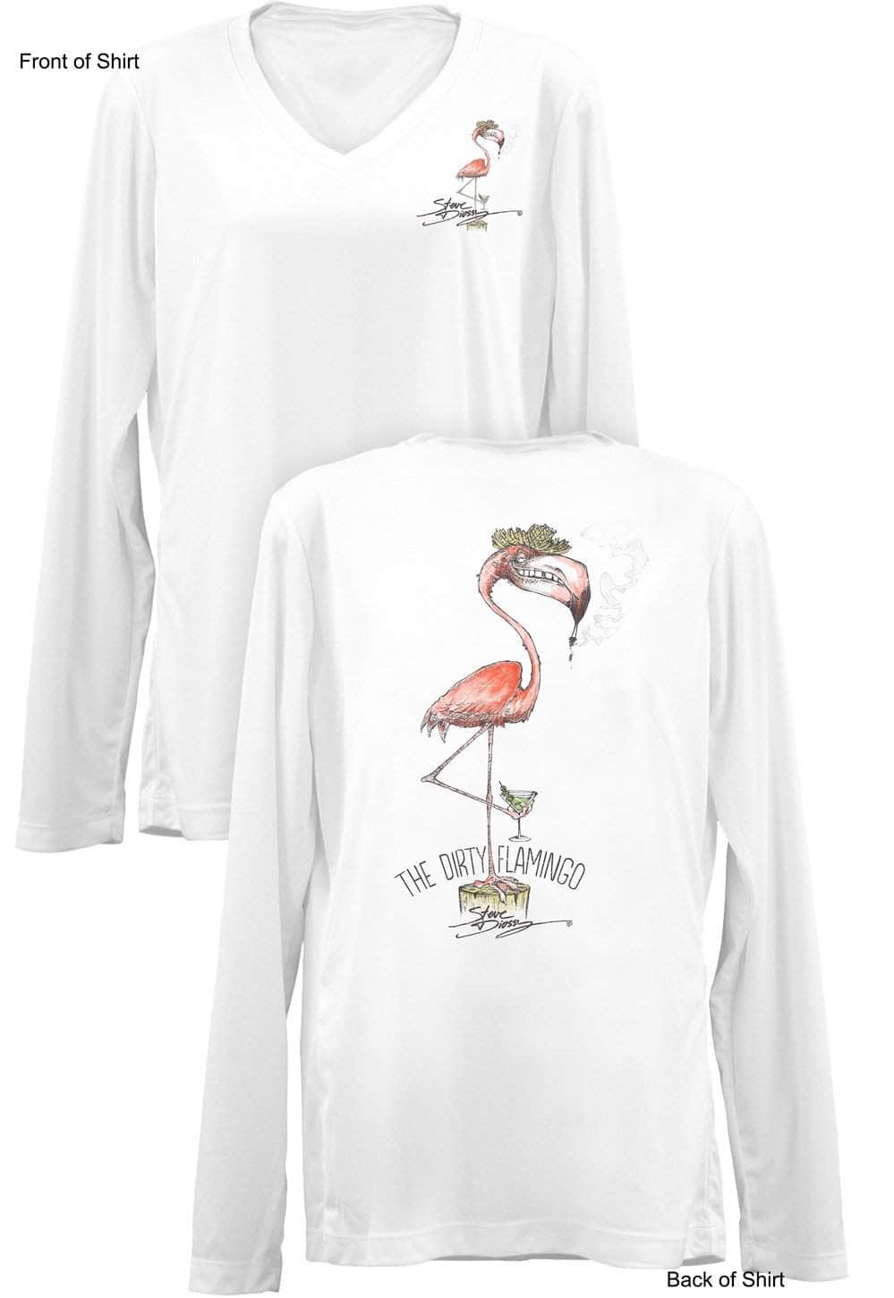 Dirty Flamingo- Ladies Long Sleeve V-Neck-100% Polyester