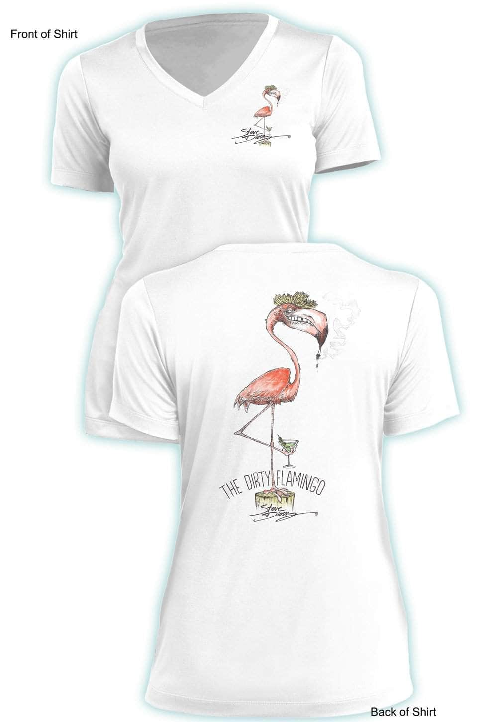 Dirty Flamingo- Ladies Short Sleeve V-Neck-100% Polyester