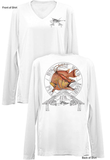 Hogs Gone Wild- Ladies Long Sleeve V-Neck-100% Polyester
