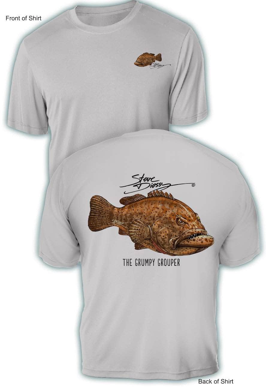 Grumpy Grouper UV Sun Protection Shirt 100% Polyester Short Sleeve UPF 50