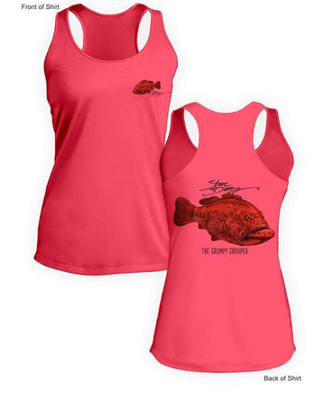 Grumpy Grouper - Ladies Racerback Tank-100% Polyester