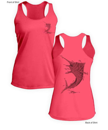 Bait Ball Marlin- Ladies Racerback Tank-100% Polyester