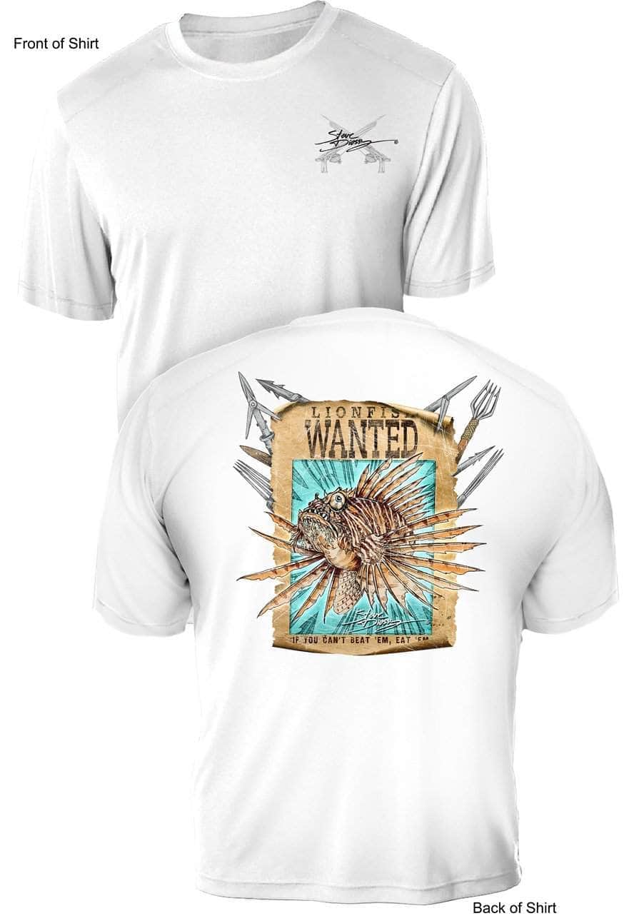 Lionfish Wanted Poster- UV Sun Protection Shirt - 100% Polyester - Short Sleeve UPF 50