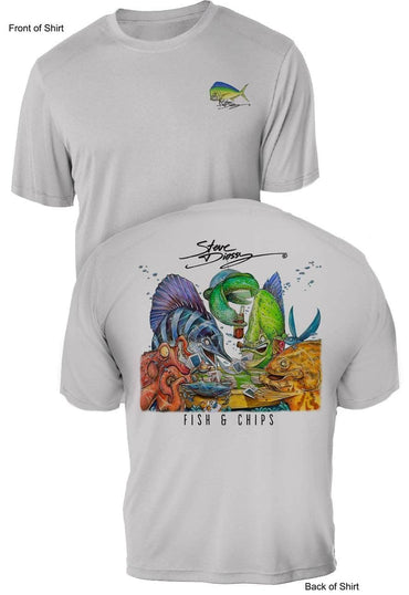 Fish N' Chips- UV Sun Protection Shirt - 100% Polyester - Short Sleeve UPF 50