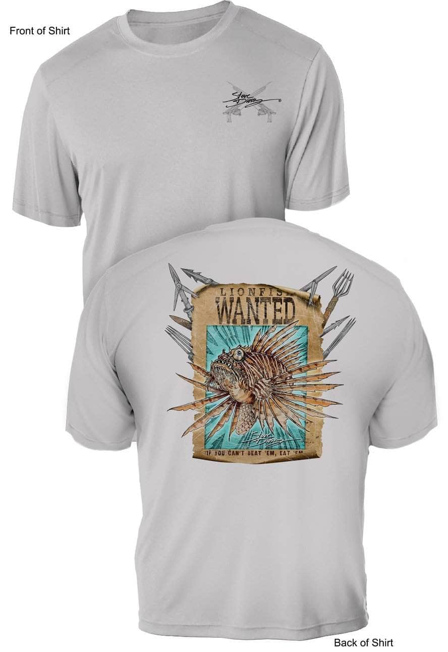 Lionfish Wanted Poster- UV Sun Protection Shirt - 100% Polyester - Short Sleeve UPF 50