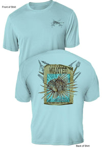 Lionfish Wanted Poster- UV Sun Protection Shirt - 100% Polyester - Short Sleeve UPF 50