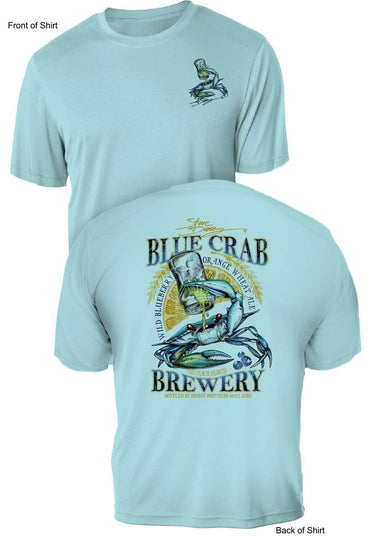 Blue Crab Brew- UV Sun Protection Shirt - 100% Polyester - Short Sleeve UPF 50