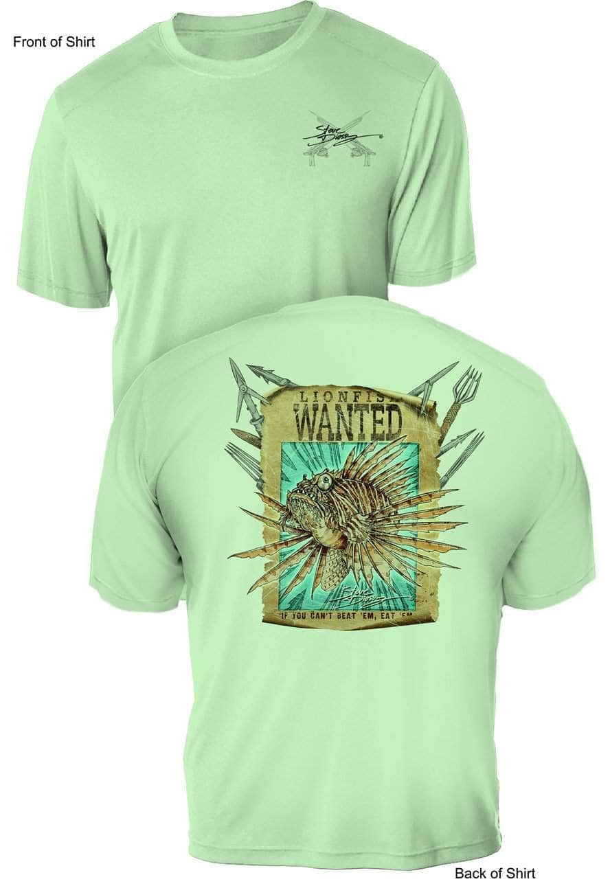 Lionfish Wanted Poster- UV Sun Protection Shirt - 100% Polyester - Short Sleeve UPF 50