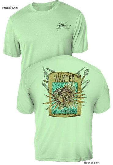 Lionfish Wanted Poster- UV Sun Protection Shirt - 100% Polyester - Short Sleeve UPF 50