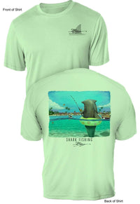 Shark Fishing- UV Sun Protection Shirt - 100% Polyester - Short Sleeve UPF 50