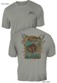 Lionfish Wanted Poster- UV Sun Protection Shirt - 100% Polyester - Short Sleeve UPF 50