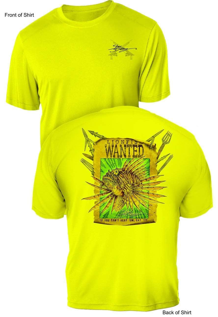 Lionfish Wanted Poster- UV Sun Protection Shirt - 100% Polyester - Short Sleeve UPF 50