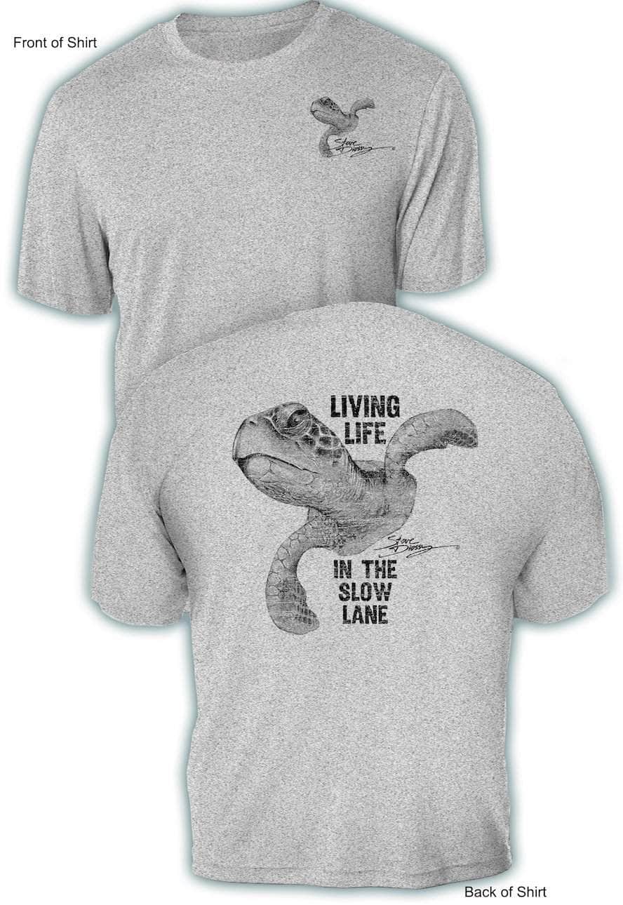 Slow Lane Turtle B&W- UV Sun Protection Shirt - 100% Polyester - Short Sleeve UPF 50